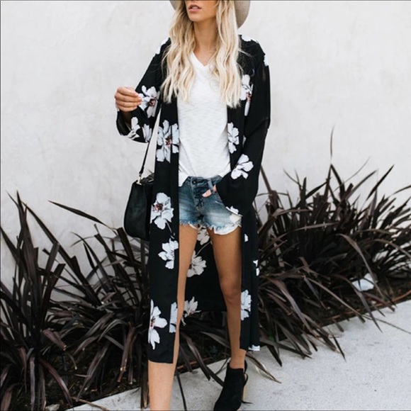 SHILO-Boho Floral Print Kimono Cardigan - Picture 4 of 6